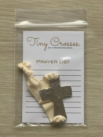 SILVER: Ivory Tiny Crosses Prayer Bracelet