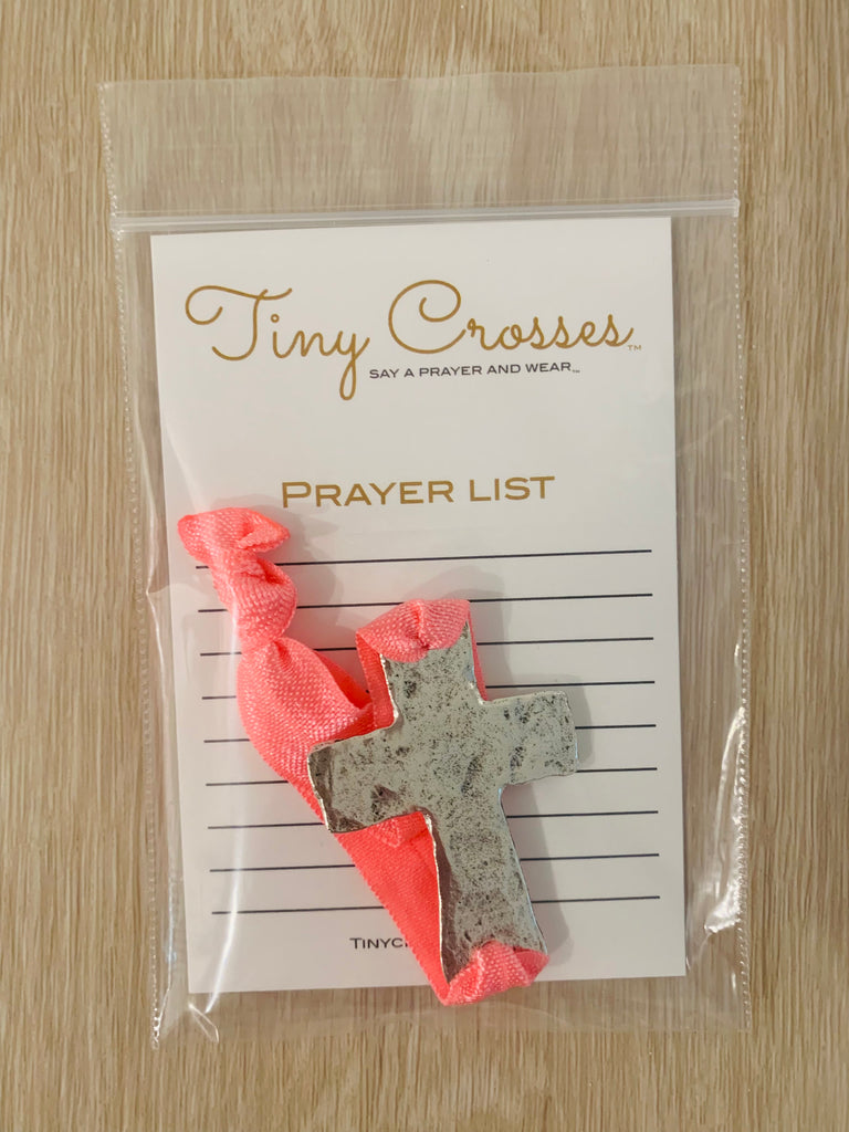 SILVER: Coral Rose Tiny Crosses Prayer Bracelet