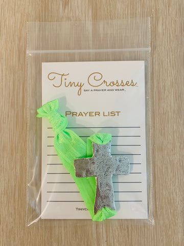 SILVER: Key Lime Tiny Crosses Prayer Bracelet