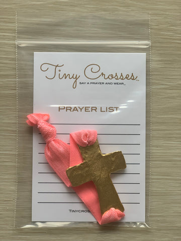 GOLD: Coral Rose Tiny Crosses Prayer Bracelet