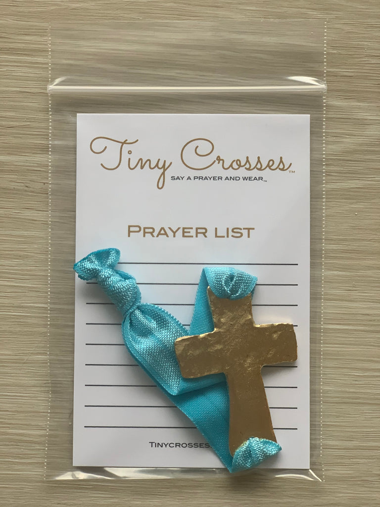 GOLD: Turquoise Tiny Crosses Prayer Bracelet