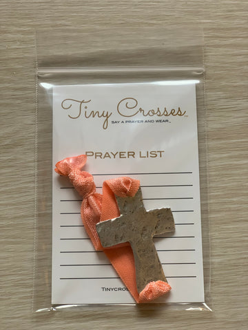 SILVER: Peach Tiny Crosses Prayer Bracelet