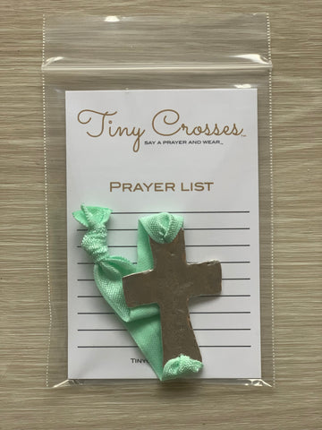 SILVER: Pastel Green Tiny Crosses Prayer Bracelet