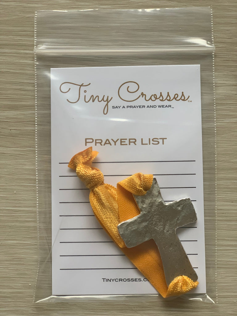 SILVER: Yellow Gold Tiny Crosses Prayer Bracelet