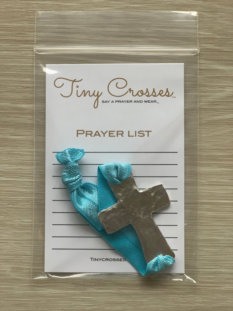 SILVER: Turquoise Tiny Crosses Prayer Bracelet