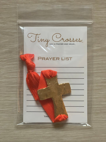 GOLD: Orange Tiny Crosses Prayer Bracelet