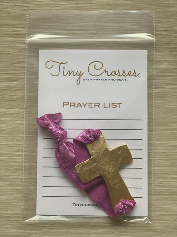 GOLD: Royal Orchid Tiny Crosses Prayer Bracelet