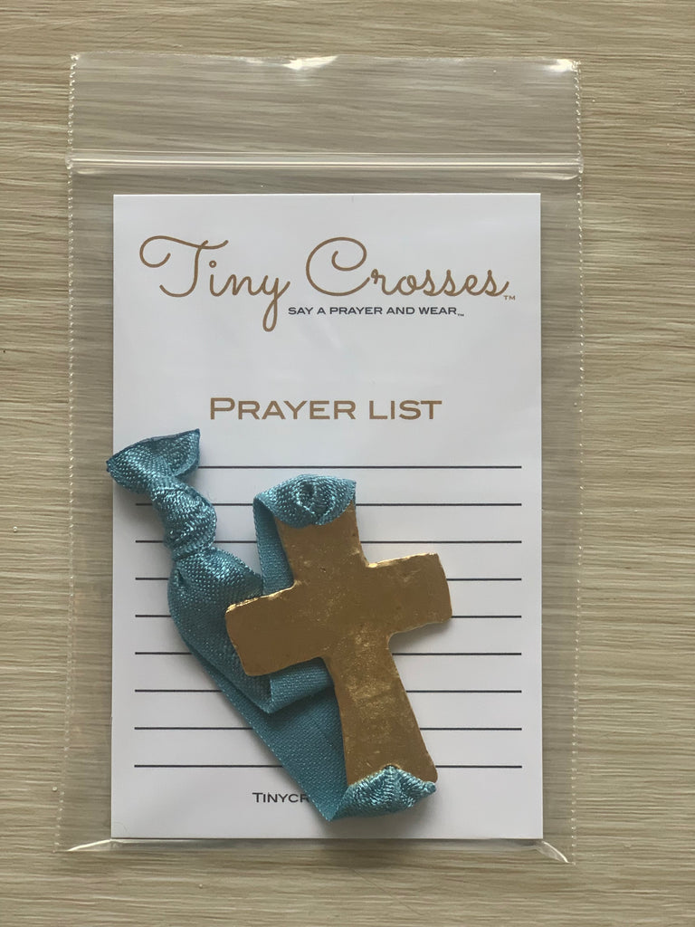 GOLD: Antique Blue Tiny Crosses Prayer Bracelet