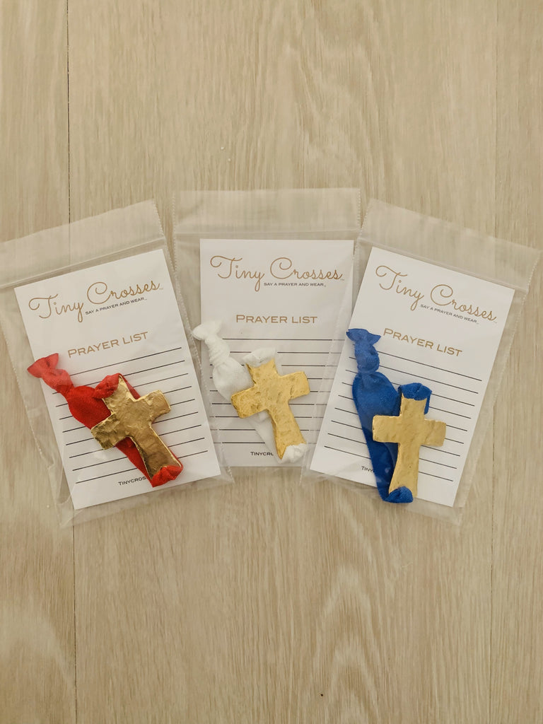 GOLD: American Package Tiny Crosses Prayer Bracelets