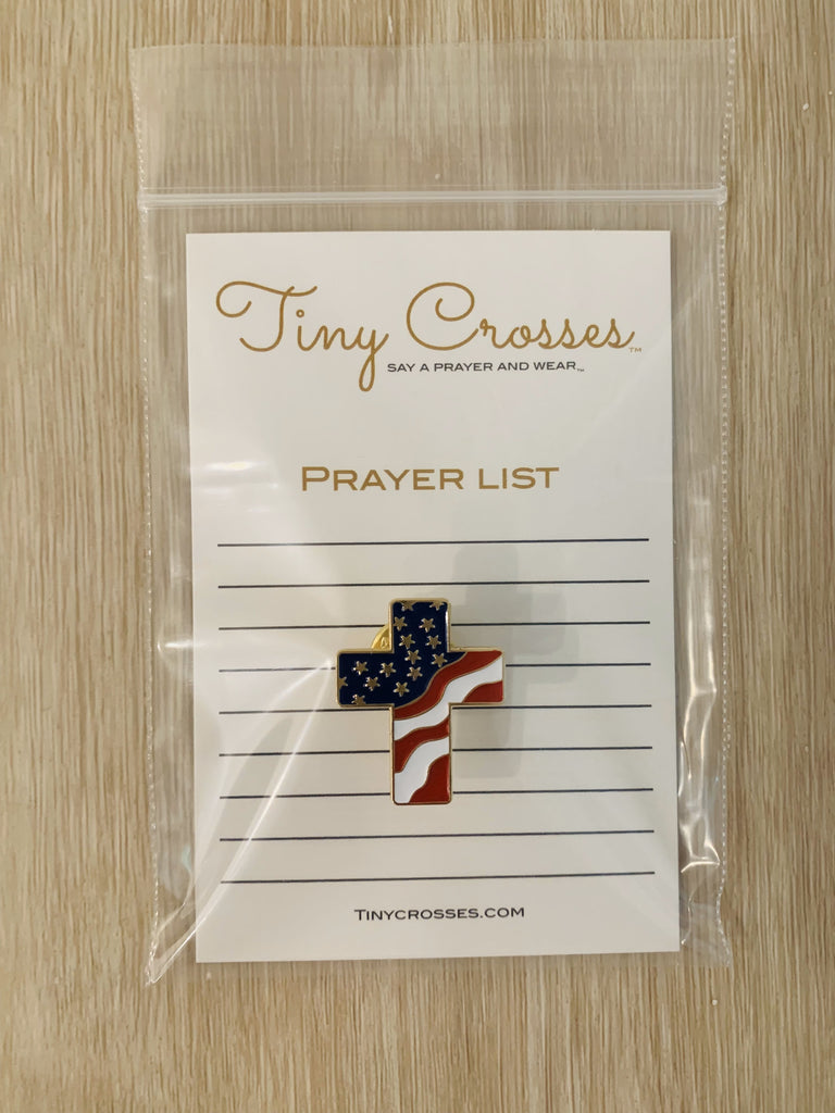 American Flag Cross Pin